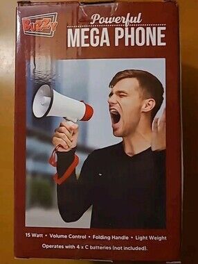 Powerful Mega Phone Megaphone - White & Red By Buzzy New